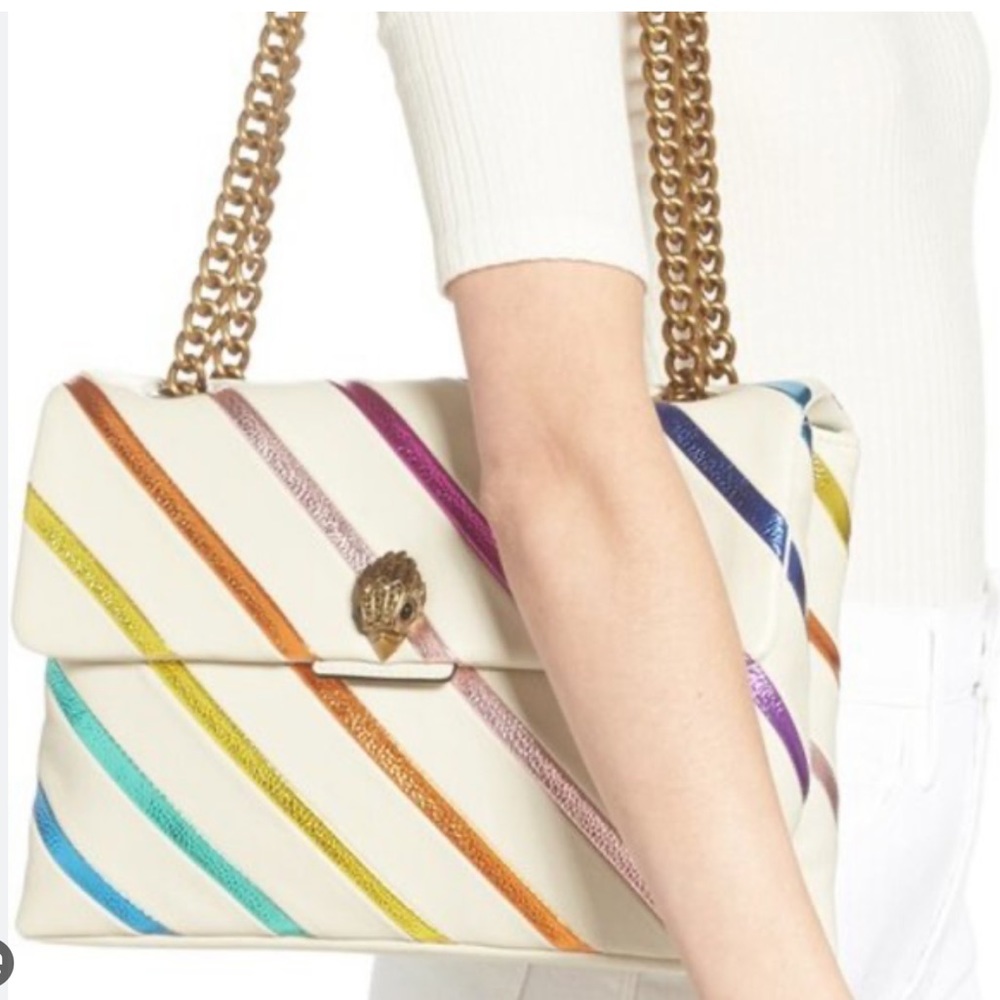 Kurt Geiger Metallic Rainbow Stripe Bone Handbag